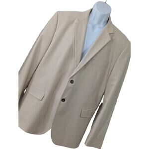 NAUTICA! TAN & CREAM COTTON MICRO PIN-STRIPED JACKET, BLAZER, SPORT COAT! SZ 48R